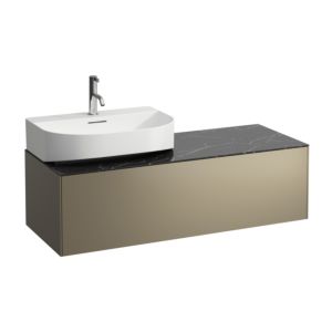 LAUFEN Sonar drawer unit / sideboard H4054520341421 117.5x34x45.5cm, cut-out on the left, titanium / Nero Marquina