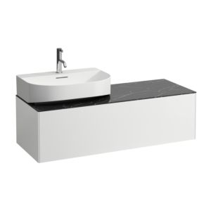 LAUFEN match0 Sonar tiroirs / buffet H4054520341431 117,5x34x45,5cm, découpe à gauche, blanc mat / Nero Marquina