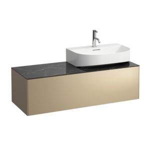 LAUFEN Sonar drawer unit / sideboard H4054530341401 117.5x34x45.5cm, cut-out on the right, gold / Nero Marquina