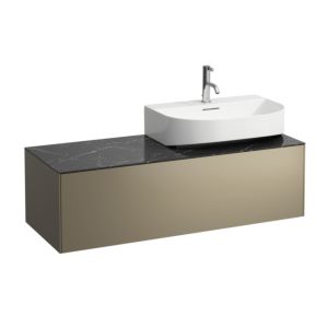 LAUFEN Sonar drawer unit / sideboard H4054530341421 117.5x34x45.5cm, cut-out on the right, titanium / Nero Marquina