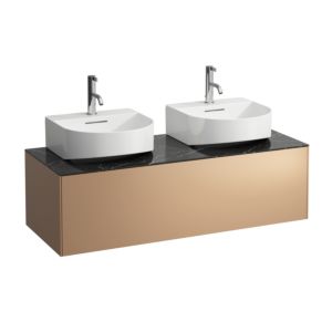 LAUFEN Sonar drawer unit / sideboard H4054540341411 117.5x34x45.5cm, cut-out left / right, copper / Nero Marquina