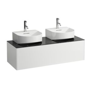 LAUFEN Sonar drawer unit / sideboard H4054540341431 117.5x34x45.5cm, cut-out left / right, matt white / Nero Marquina