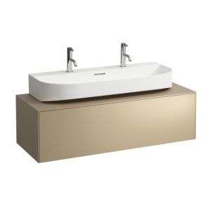 LAUFEN Sonar drawer unit / sideboard H4054610340401 117.5x34x45.5cm, cut-out in the middle, countertop washbasin, gold