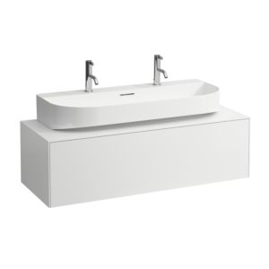 LAUFEN Sonar drawer unit / sideboard H4054610341701 117.5x34x45.5cm, cut-out in the middle, countertop washbasin, matt white