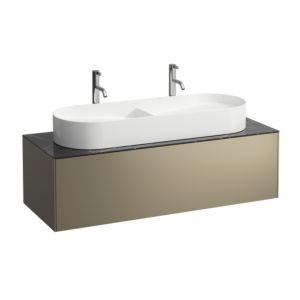 LAUFEN Sonar drawer unit / sideboard H4054710341421 117.5x34x45.5cm, cut-out in the middle, double washbasin, titanium / Nero Marquina