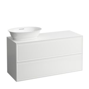 LAUFEN The new classic drawer unit / sideboard H4060830856271 117.5x60x45.5cm, 2 drawers, washbasin cut-out on the left, traffic gray