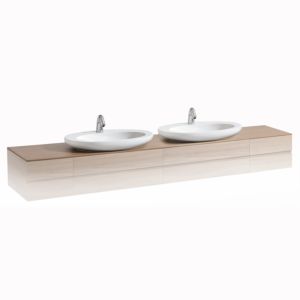 Laufen Alessi One Möbeldeckplatte H4246240976301 2400x12x500mm 2 Ausschnitte mittig, Noce Canaletto