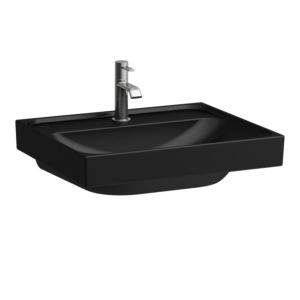 Laufen Meda Aufsatzwaschtisch H8161127161111 55x46cm, ohne Überlauf, 1 Hahnloch pro Becken, schwarz matt