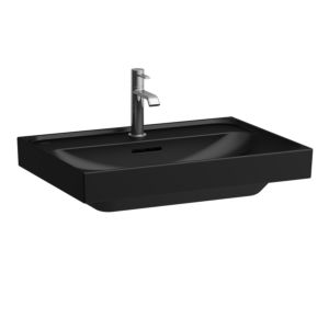 Laufen Meda countertop washbasin H8161147161041 65x46cm, with overflow, 1 tap hole per basin, matt black