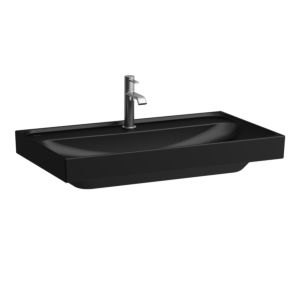 Laufen Meda vasque à poser H8161177161581 80x46cm, sans trop-plein, 3 trous de robinetterie, noir mat