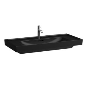 Laufen Meda washbasin H8101197161071 100x46cm, built-under, with overflow, 1 tap hole left and right, matt black