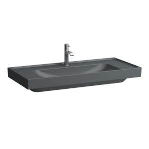 Laufen Meda washbasin H8101197581581 100x46cm, built-under, without overflow, 3 tap holes, matt graphite