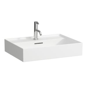 LAUFEN Kartell Waschtisch H8103334001041, 60x46cm, weiß LLC, mit Überlauf und Hahnloch, Saphirkeramik