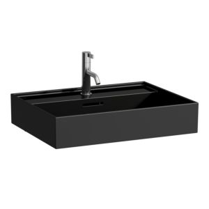 Laufen Kartell Aufsatzwaschtisch H8163330201041,  60x46cm, schwarz, Überl. und Hahnl., Saphirkeramik