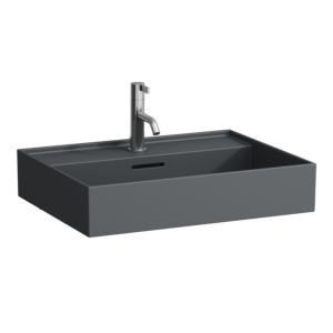 LAUFEN Kartell washbasin H8103337581041 under, with overflow, 2000 tap hole, graphite matt