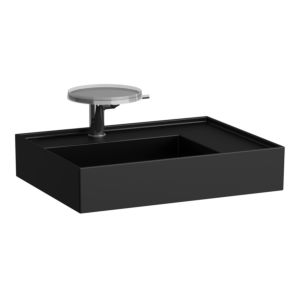 LAUFEN Kartell washbasin H8103347168151 60x46cm, shelf on the right, without overflow, 2 tap holes, matt black
