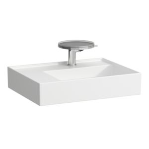 Laufen Kartell Waschtisch 8103354008151, 60x46cm, weiß LCC, Ablage links, 2 Hahnl., Saphirkeramik