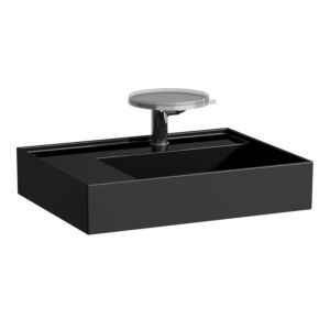 Laufen Kartell Waschtisch 8103350208151, 60x46cm, schwarz, Ablage links, 2 Hahnlöcher, Saphirkeramik