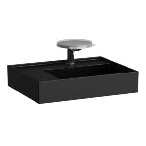 LAUFEN Kartell lavabo H8103357161581 60x46cm, étagère à gauche, sans trop-plein, 3 trous pour robinetterie, noir mat