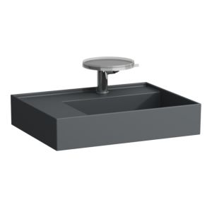 LAUFEN Kartell lavabo H8103357581581 60x46cm, étagère à gauche, sans trop-plein, 3 trous pour robinetterie, graphite mat