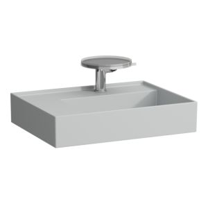 Laufen Kartell Waschtisch 8103357598151, 60x46cm, grau, Ablage links, 2 Hahnlöcher, Saphirkeramik