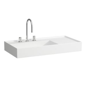 Laufen Kartell Waschtisch 8103380008151, 90x46cm, weiß, Ablage rechts, 2 Hahnlöcher, Saphirkeramik