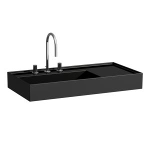 Laufen Kartell Waschtisch 8103380201111, 90x46cm, schwarz, Ablage rechts, 1 Hahnloch, Saphirkeramik