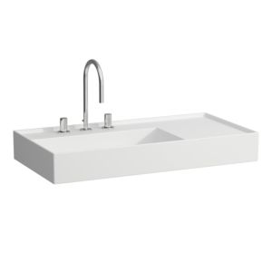 Laufen Kartell Waschtisch 8103387571581, 90x46cm,  weiß matt, Ablage rechts, 3 Hahnl., Saphirkeramik