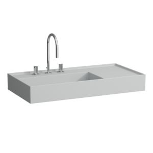 Laufen Kartell Waschtisch 8103387591581, 90x46cm,  grau, Ablage rechts, 3 Hahnlöcher, Saphirkeramik