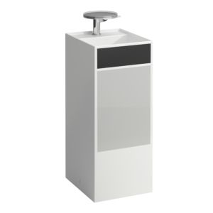 LAUFEN Kartell washbasin H811331D031581 37.5x43.5x90cm, decor, colored surfaces black and gray, without overflow, 3 tap holes