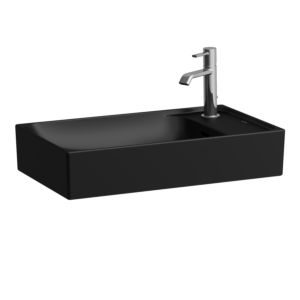Laufen Meda vasque H8121137161061 60x35cm, avec trop-plein, HL droite, noir mat