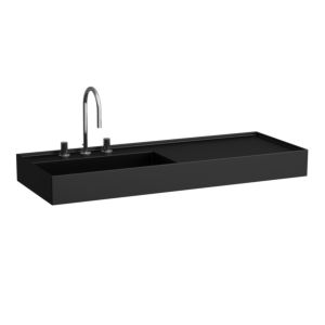 LAUFEN Kartell washbasin H8133327161111 120x46cm, shelf on the right, without overflow, 2000 tap hole, matt black