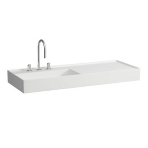 Laufen Kartell Waschtisch 8133327578151, 120x46cm, weiß matt, Ablage rechts, 2 Hahnl., Saphirkeramik