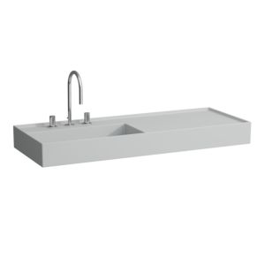 Laufen Kartell Waschtisch 8133327598151, 120x46cm, grau, Ablage rechts, 2 Hahnlöcher, Saphirkeramik