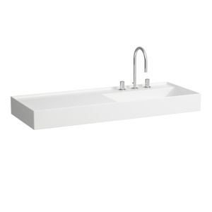 LAUFEN Kartell washbasin H8133334001111 120x46cm, shelf on the left, without overflow, 2000 tap hole, white LCC