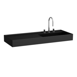 LAUFEN Kartell washbasin H8133337161111 120x46cm, shelf on the left, without overflow, 2000 tap hole, matt black