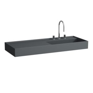 LAUFEN Kartell washbasin H8133337581111 120x46cm, shelf on the left, without overflow, 2000 tap hole, graphite matt