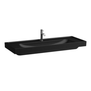 Laufen Meda washbasin H8141117161151 120x46cm, built-under, without overflow, 1 tap hole left and right, matt black