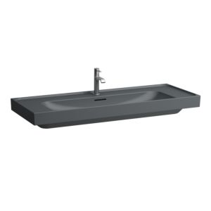 Laufen Meda washbasin H8141117581071 120x46cm, built-under, with overflow, 1 tap hole left and right, matt graphite