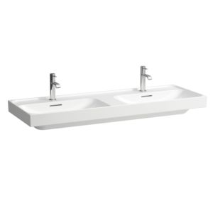 Laufen Meda double washbasin H8141127571041 130x46cm, built-under, with overflow, 1 tap hole, matt white