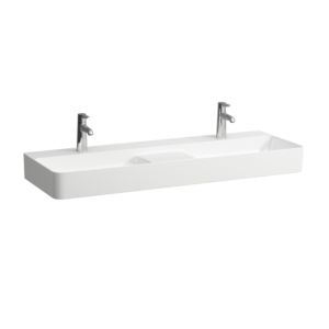 LAUFEN Val washbasin H8142824001561 without overflow, with 2000 tap hole, white LCC, 120x42cm, can be built under
