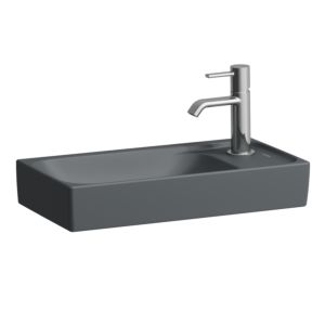 Laufen Meda lave-mains H8151137581121 46x23,5cm, encastrable, sans trop-plein, 1 trou pour robinetterie, graphite mat