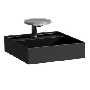 Laufen Kartell Handwaschbecken 8153310208151, 46x46cm, schwarz, 2 Hahnlöcher, Saphirkeramik