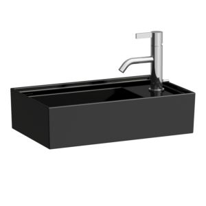 Laufen Kartell Handwaschbecken 8153340201121, 46x28cm, schwarz, o. Hahnl. rechts, Saphirkeramik