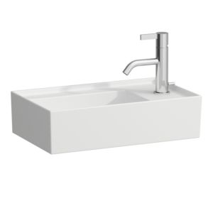 LAUFEN Kartell lave-mains 8153347571121, 46x28cm blanc mat, sans robinet. à droite, céramique saphir