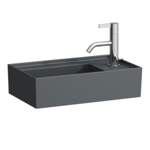 LAUFEN Kartell Cloakroom basin H8153347581111 46x28cm, fitting on the right, without overflow, 2000 tap hole, graphite matt
