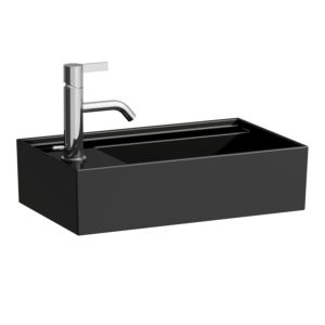 Laufen Kartell Handwaschbecken 8153350201111, 46x28cm, schwarz, 1 Hahnloch links, Saphirkeramik