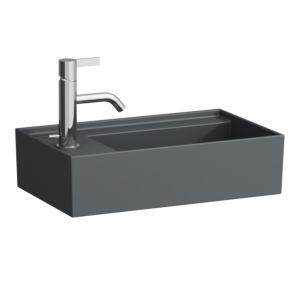 LAUFEN Kartell Cloakroom basin H8153357581121 46x28cm, tap on the left, without overflow, without tap hole, matt graphite