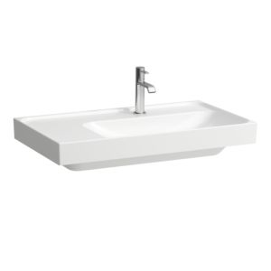 Laufen Meda lavabo H8171150001111 80x46cm, encastrable en dessous, étagère à gauche, sans trop-plein, 1 trou pour robinetterie, blanc