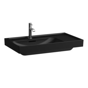 Laufen Meda lavabo H8171167161041 80x46cm, à encastrer, étagère à droite, avec trop-plein, 1 trou pour robinetterie, noir mat